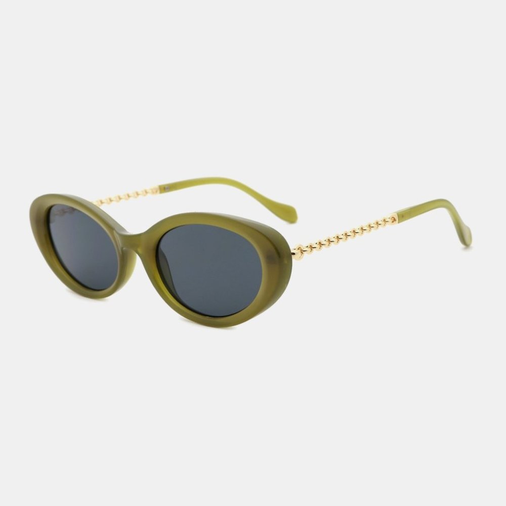 UV400 Cat-Eye Polycarbonate Frame Sunglasses in Green